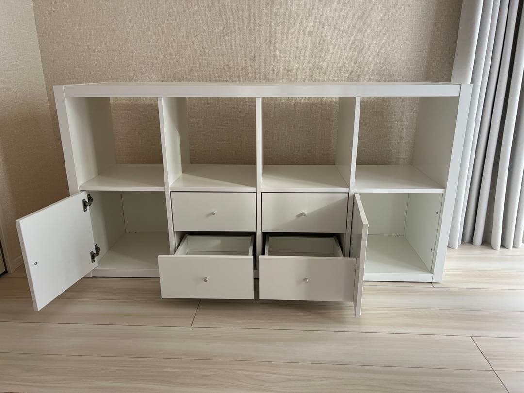 KALLAX カラックス シェルフユニット インサート4個付き, ホワイト