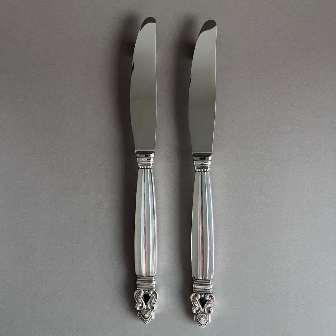 【未使用】ジョージジェンセン ACORN エコーン ディナーナイフ 2本組 純銀