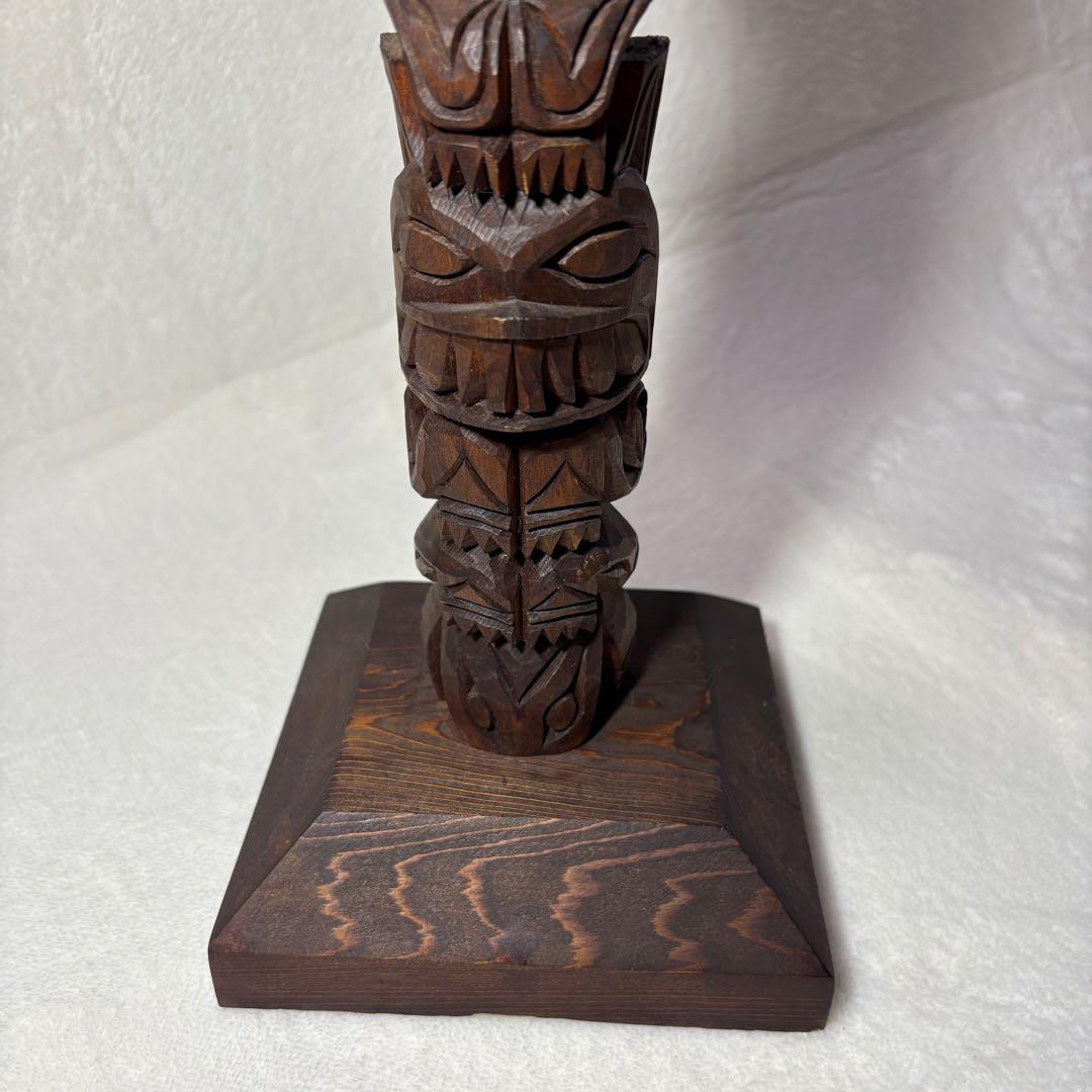 カナダ　先住民　トーテムポール　木製　木彫り　　ヴィンテージ