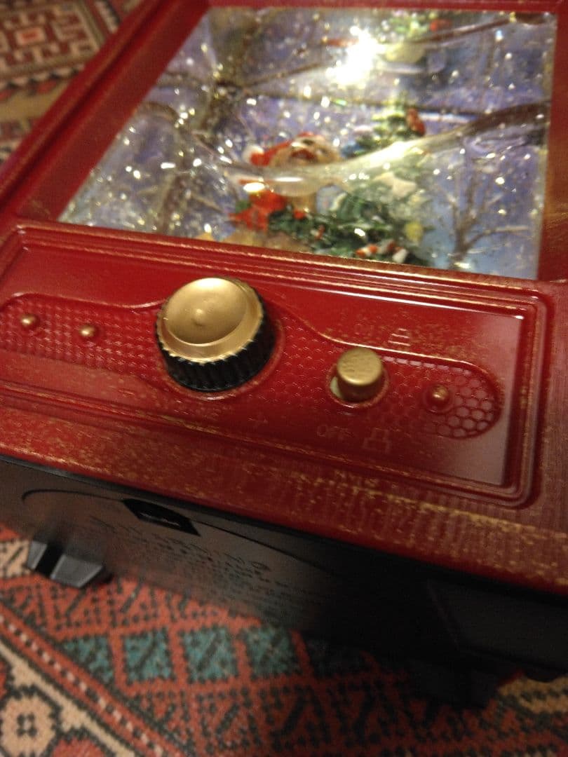 レトロ テレビ型オルゴール 犬とクリスマスツリー