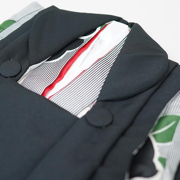 七五三 三歳 女児 被布コート 着物 長襦袢 3点セット 黒色×白 祝着