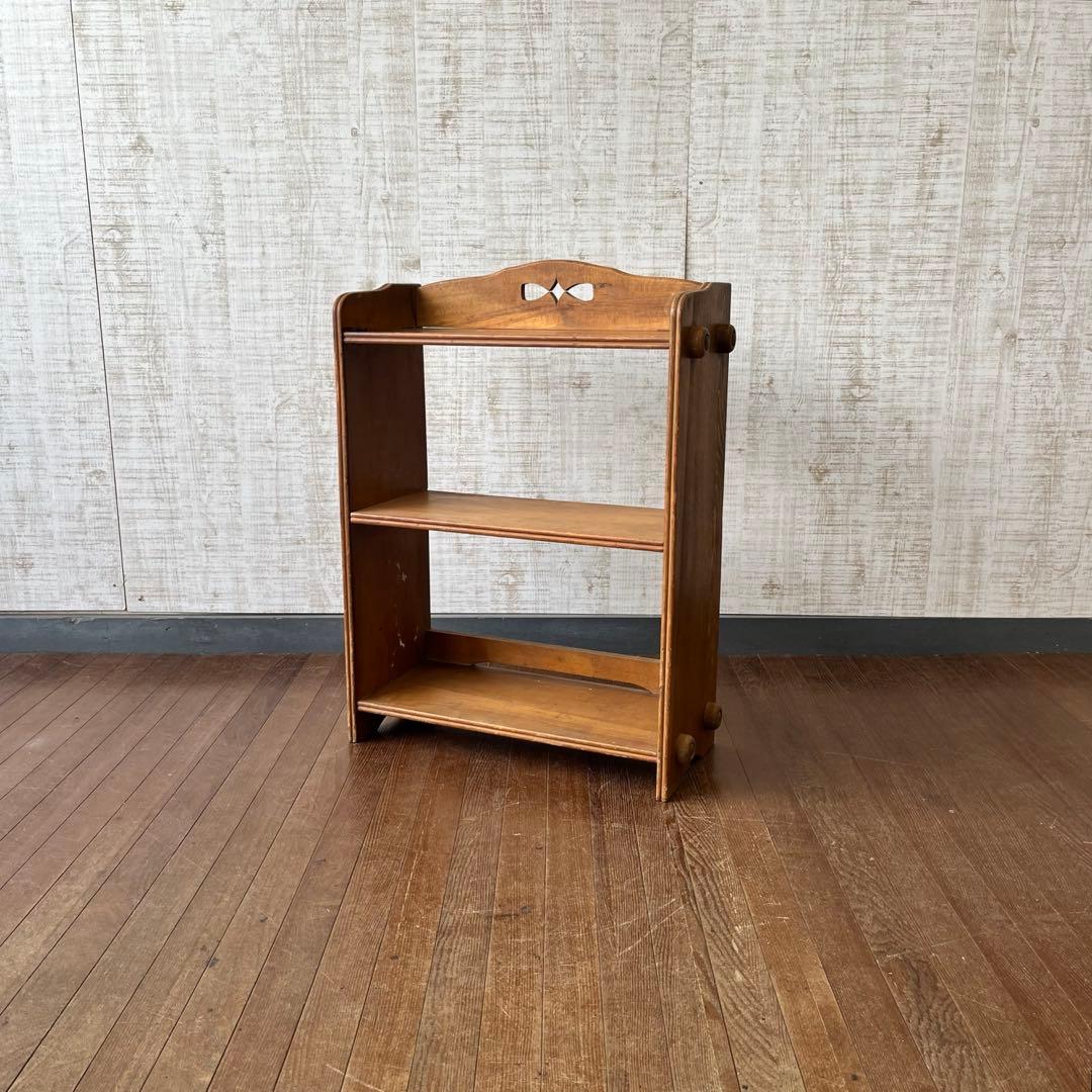 アンティーク】昭和レトロ 木製 3段 収納棚 本棚 シェルフ 飾り棚 古