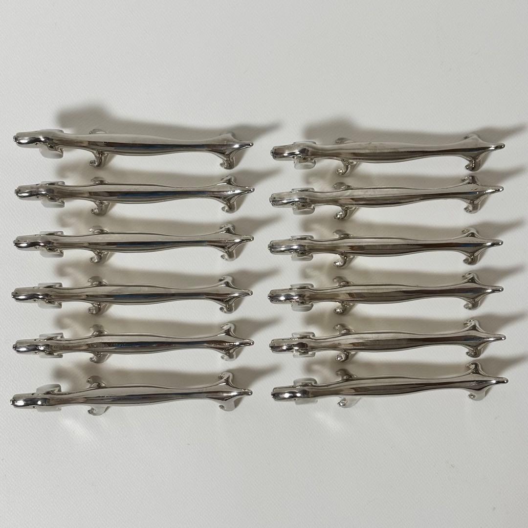 クィーン　ビクトリア　銀メッキ　犬型カトラリーレスト 12個セット