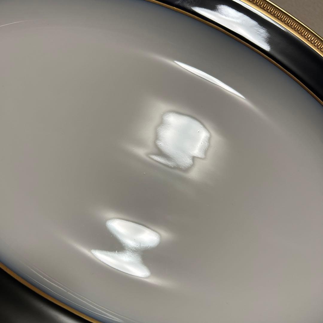 大倉陶園　ロイヤルブルー　瑠璃クラウンエンボス　オーバルプレート　41.5cm