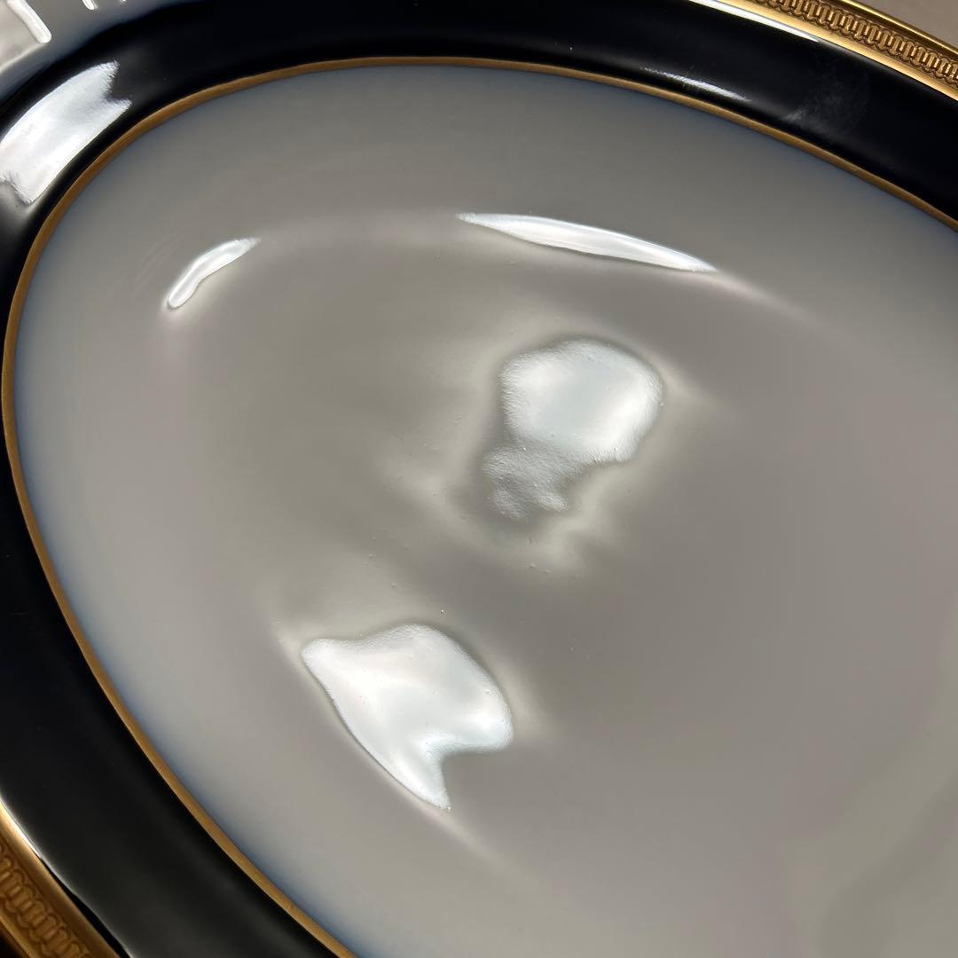 大倉陶園　ロイヤルブルー　瑠璃クラウンエンボス　オーバルプレート　41.5cm