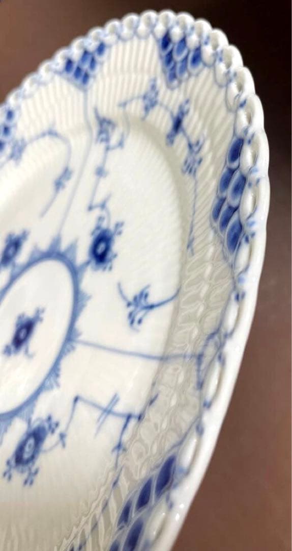 ロイヤルコペンハーゲンブルーフルーテッドフルレースプレート25cm皿未使用近美品