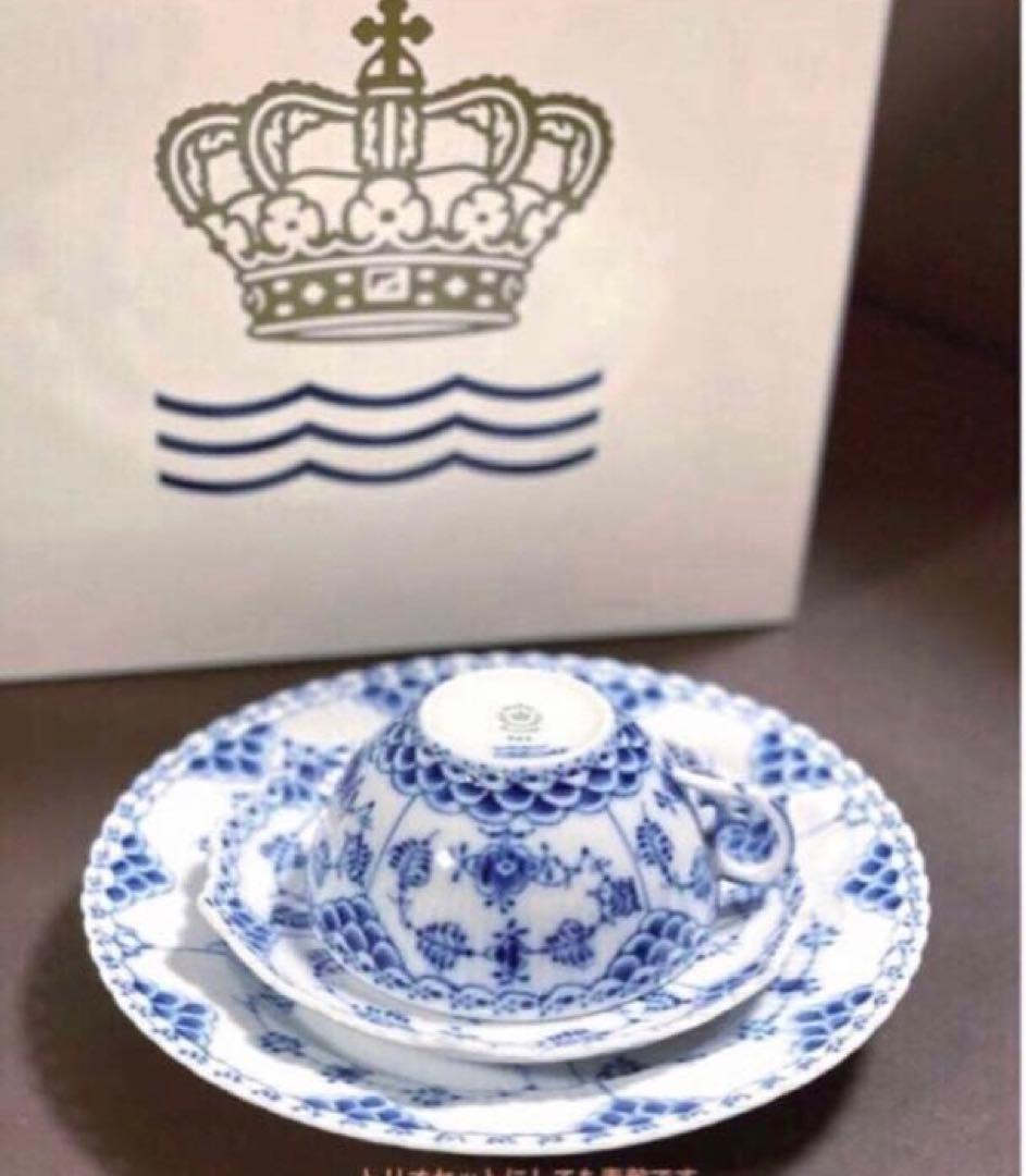 ロイヤルコペンハーゲンブルーフルーテッドフルレースプレート25cm皿未使用近美品