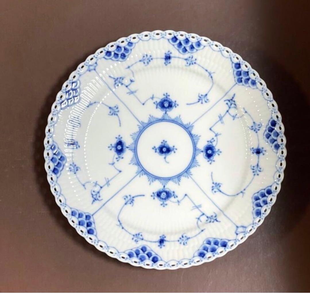 ロイヤルコペンハーゲンブルーフルーテッドフルレースプレート25cm皿未使用近美品