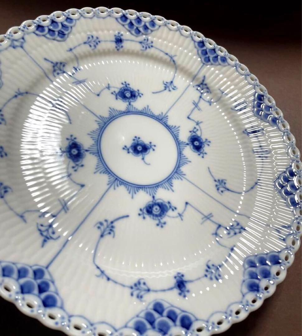 ロイヤルコペンハーゲンブルーフルーテッドフルレースプレート25cm皿未使用近美品
