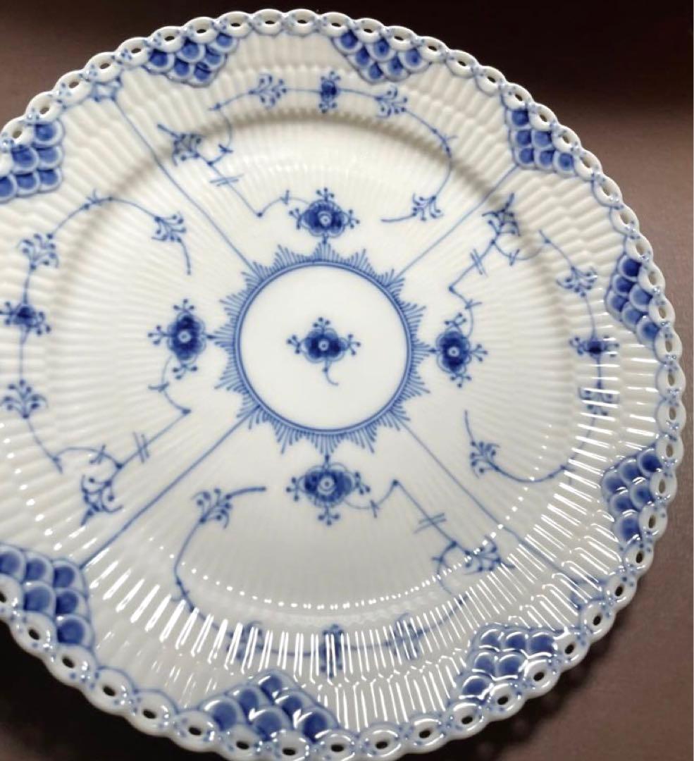 ロイヤルコペンハーゲンブルーフルーテッドフルレースプレート25cm皿未使用近美品