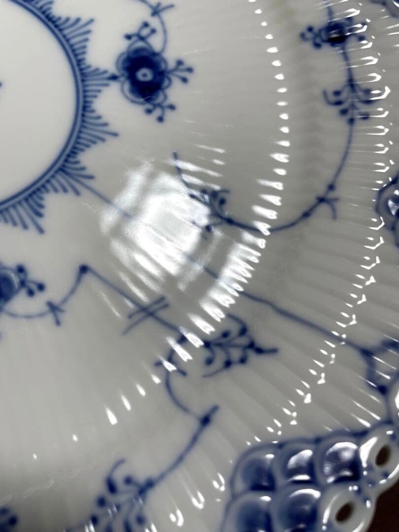 ロイヤルコペンハーゲンブルーフルーテッドフルレースプレート25cm皿未使用近美品