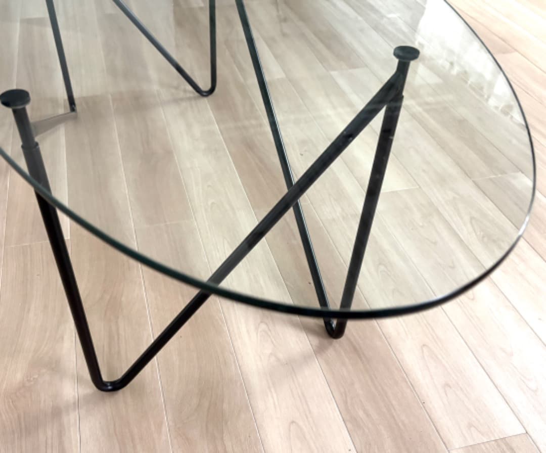 ガラスセンターテーブル/オーバルガラステーブル