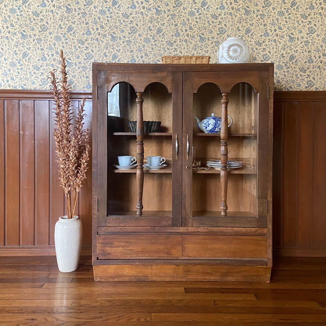 大正ロマン アンティーク家具 本棚 当時物 お洒落な本棚 - メルカリ