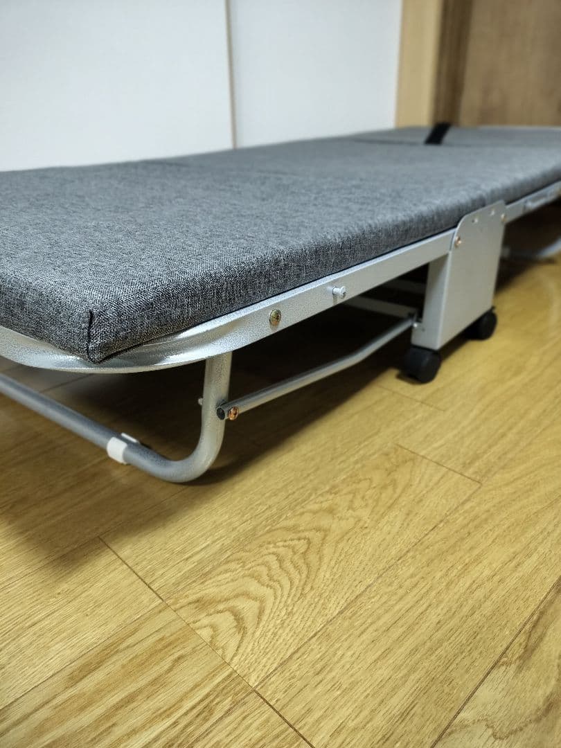 折りたたみベッド グレー ファブリック 約180cm x 70cm