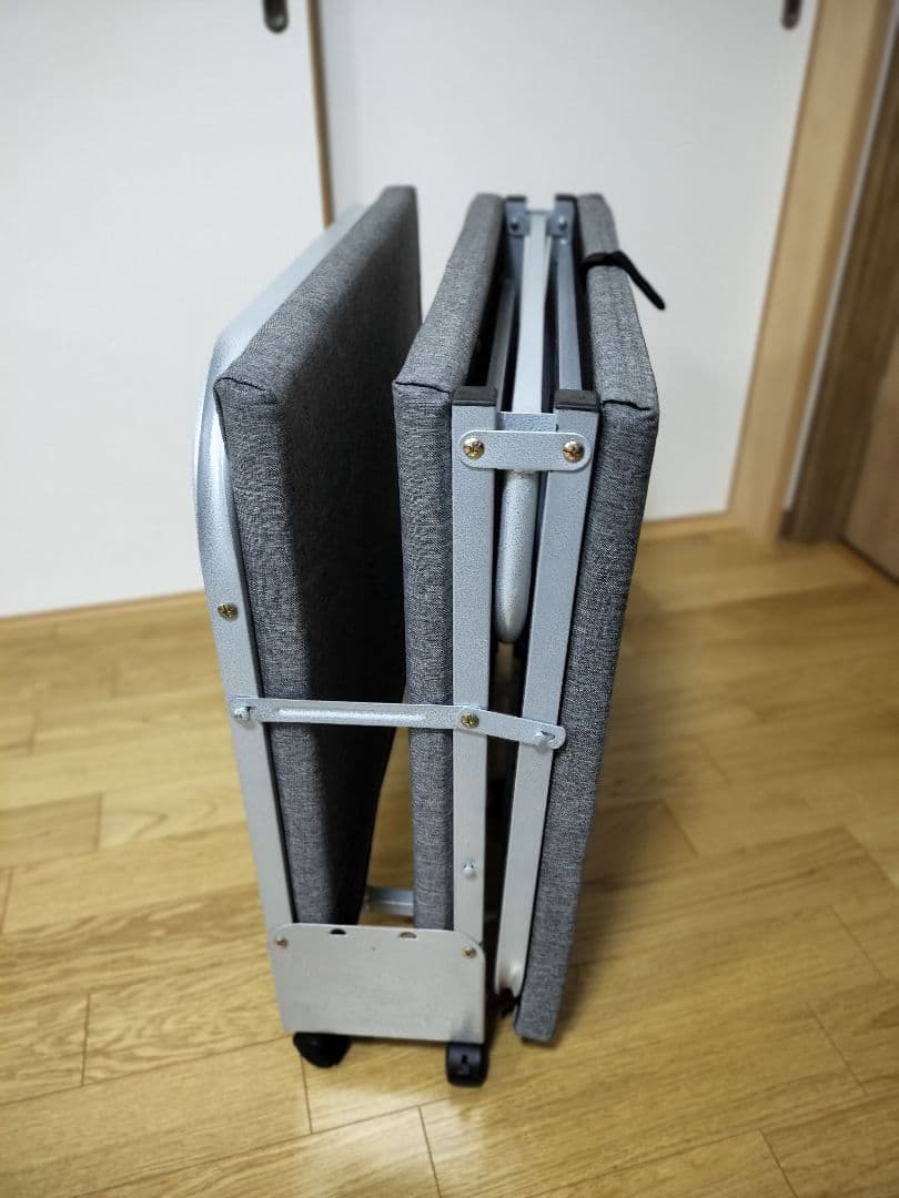 折りたたみベッド グレー ファブリック 約180cm x 70cm