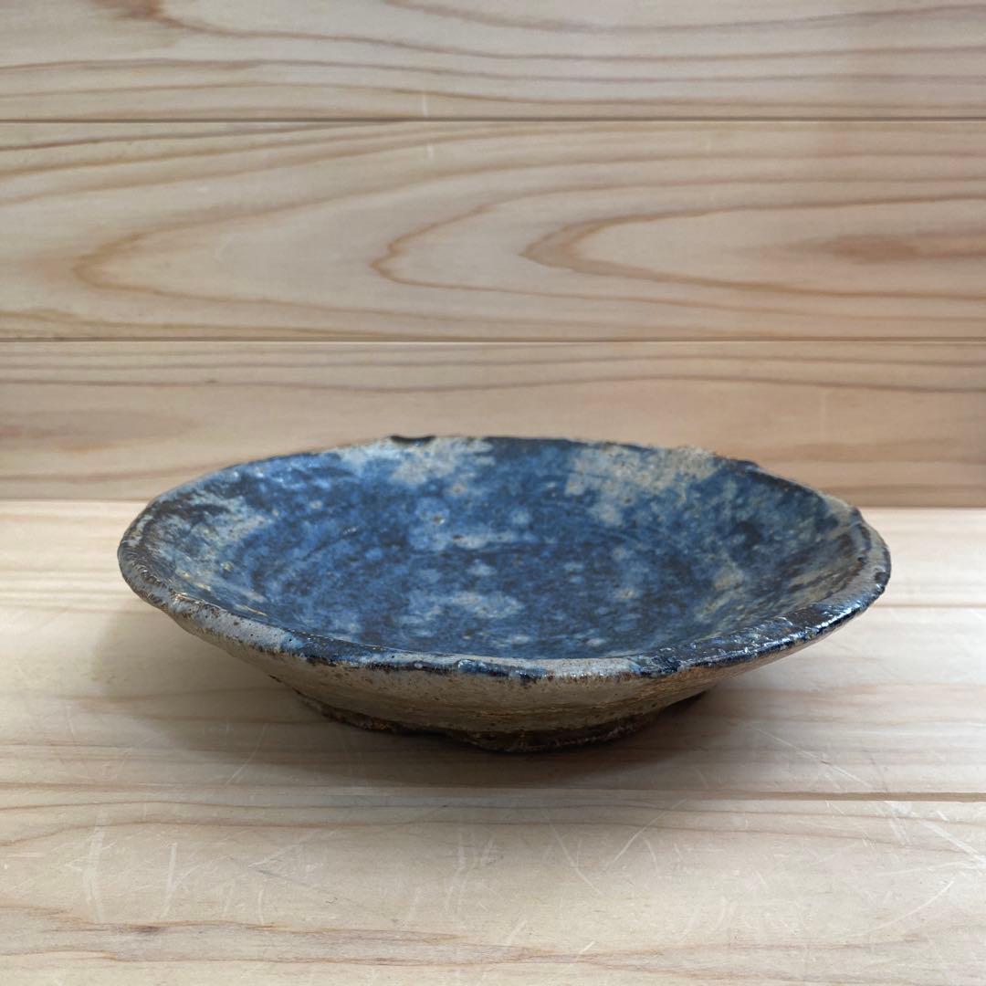 小野哲平　大皿(青)②欠け・修復跡有