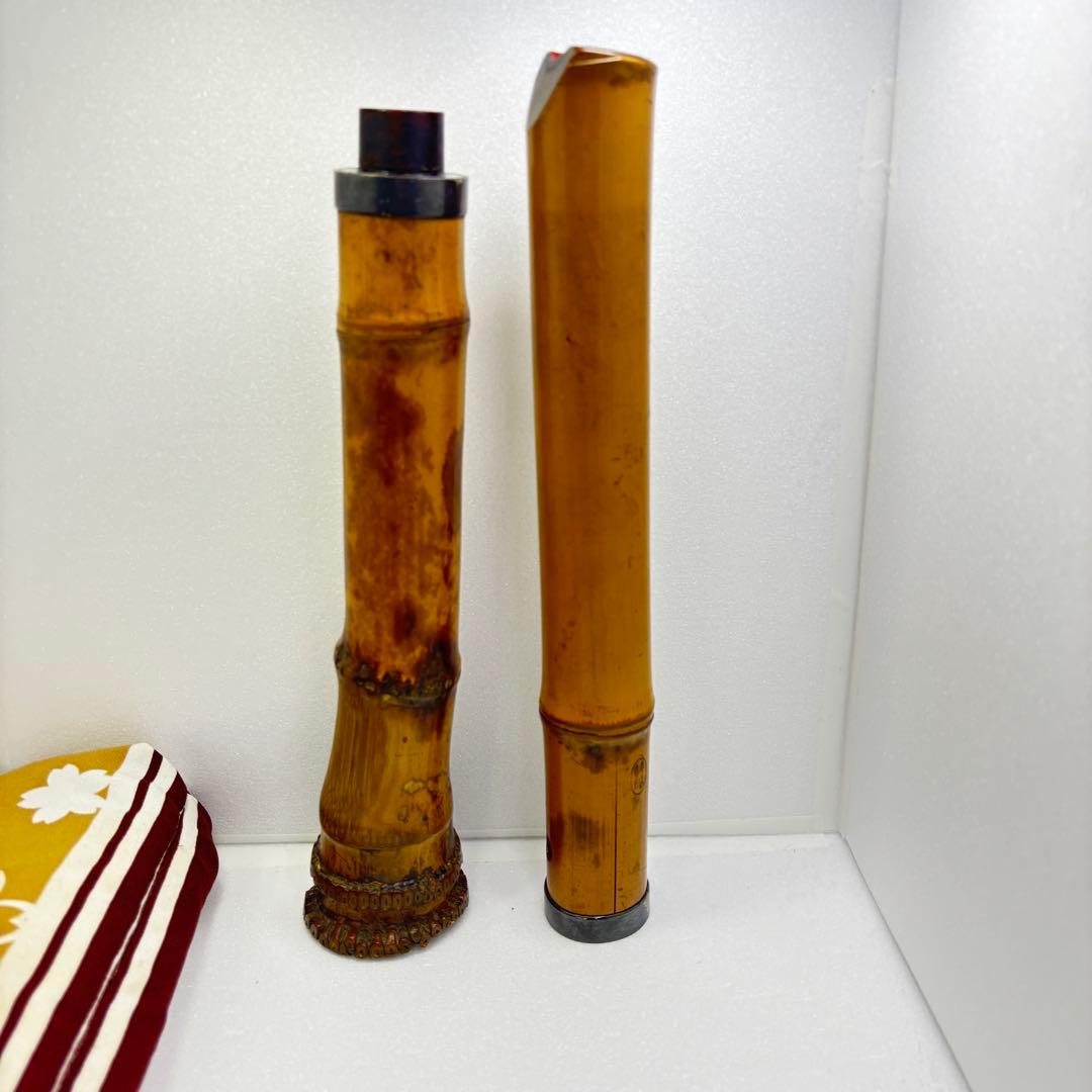 【都山流　竹仙銘】尺八本体　1尺8寸　ケース、歌口カバー付き