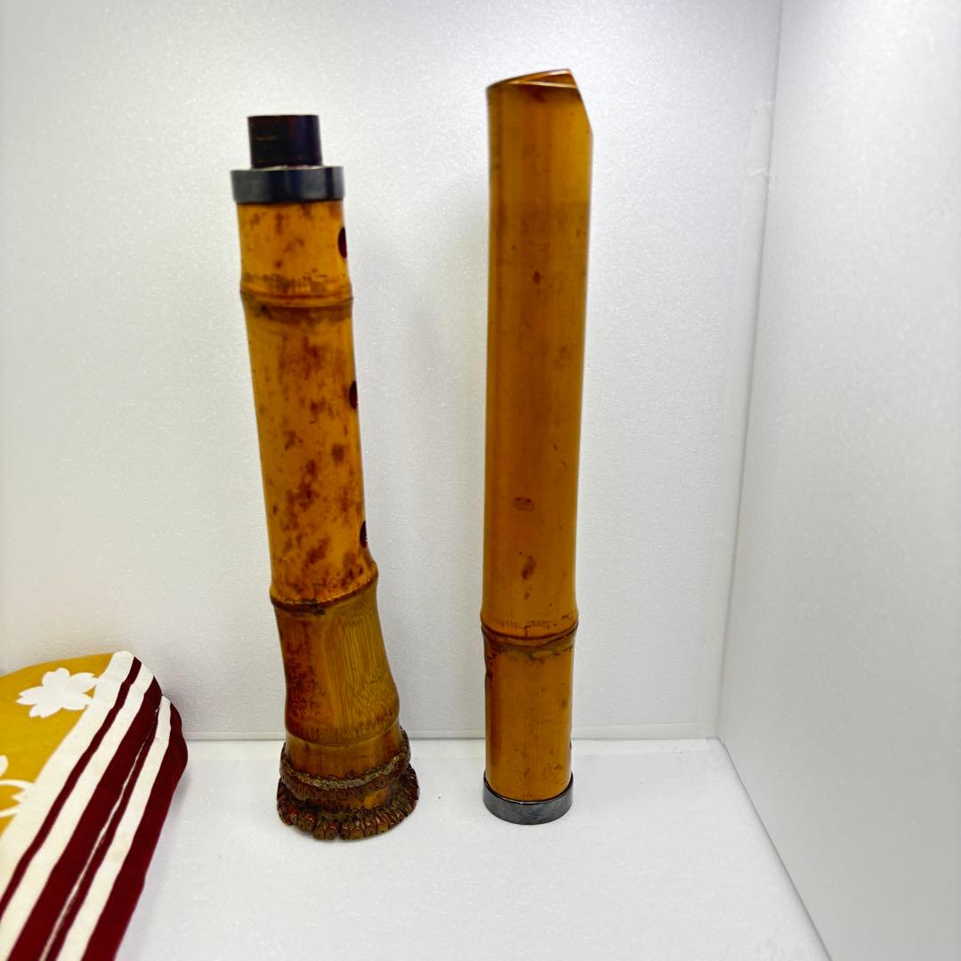 【都山流　竹仙銘】尺八本体　1尺8寸　ケース、歌口カバー付き