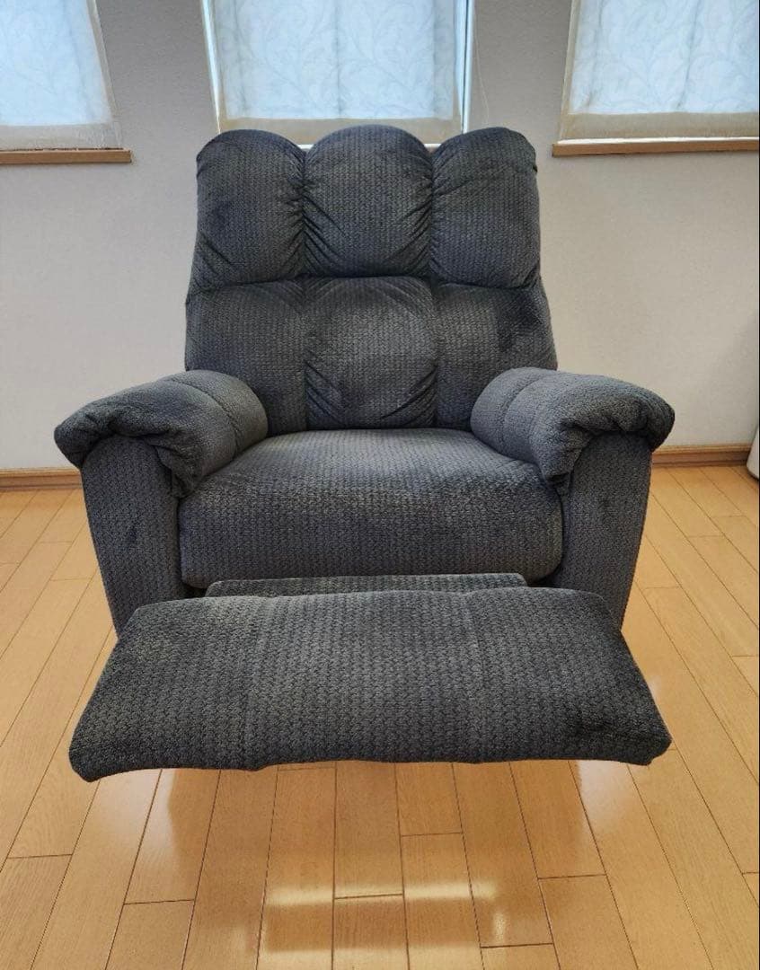 Laura Ashleyリクライニングソファ一人掛け グレー アームレスト付き
