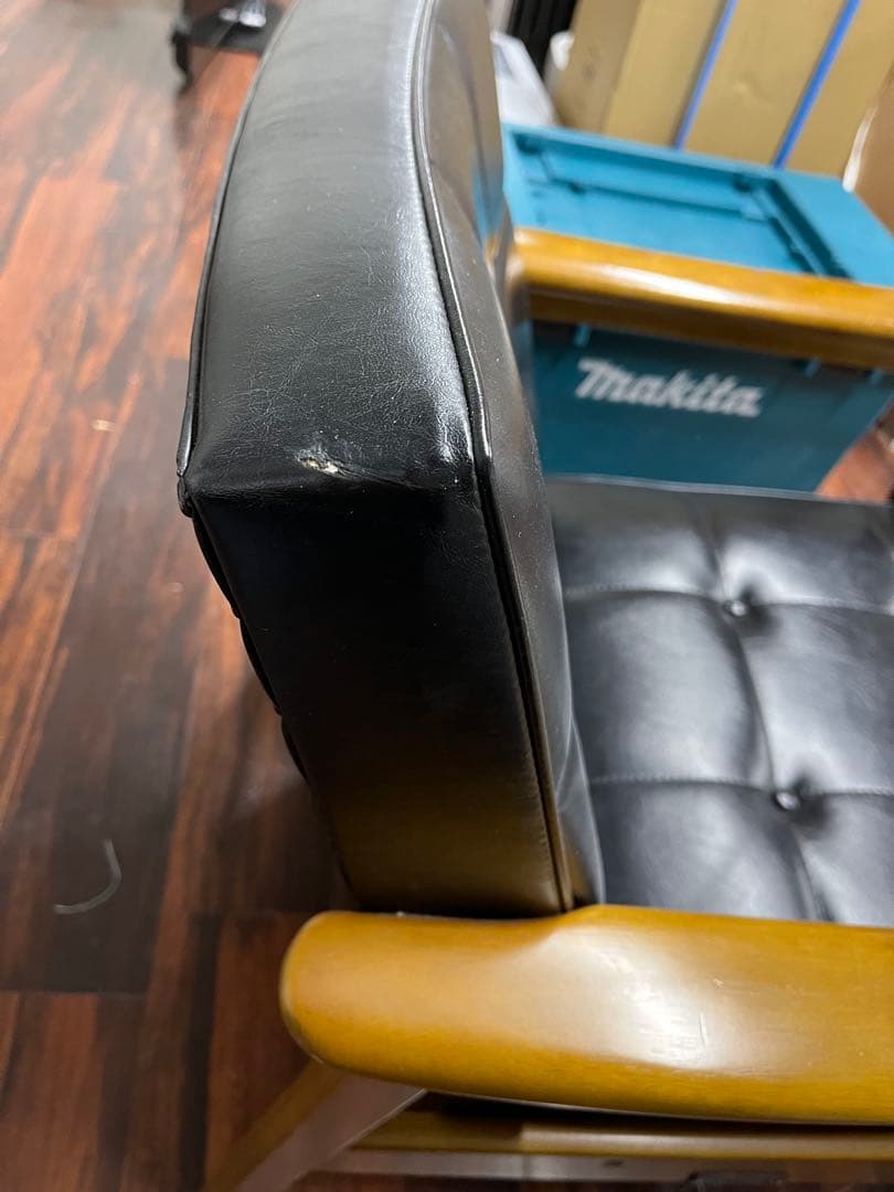 カリモク karimoku アームチェア 1人掛け ブラック レザー 木製 椅子