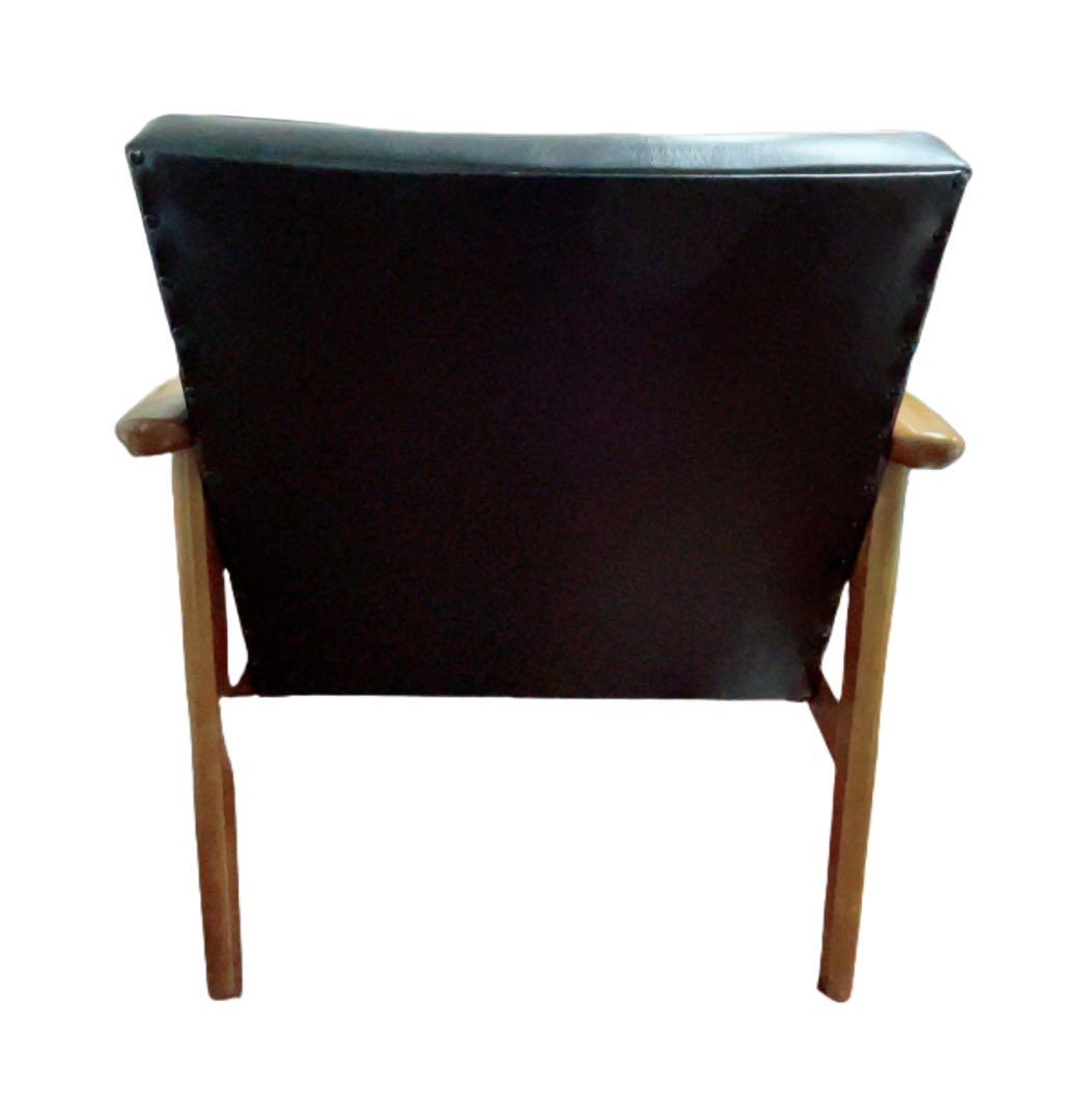 カリモク karimoku アームチェア 1人掛け ブラック レザー 木製 椅子