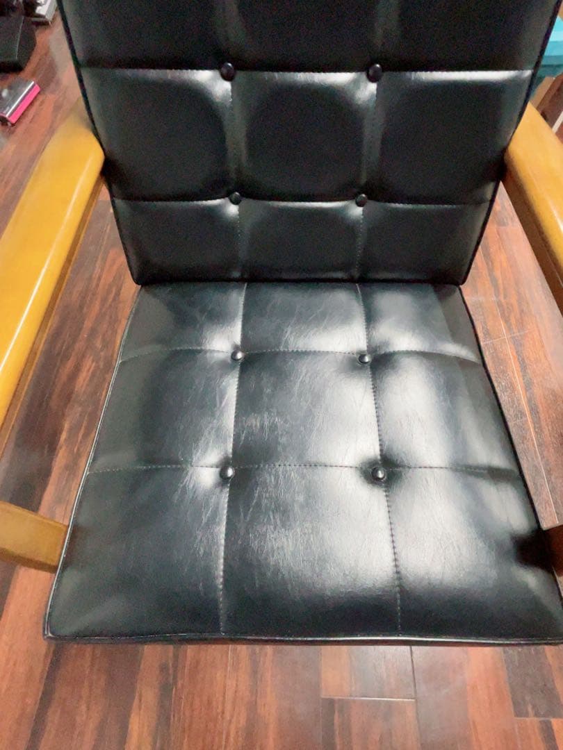 カリモク karimoku アームチェア 1人掛け ブラック レザー 木製 椅子