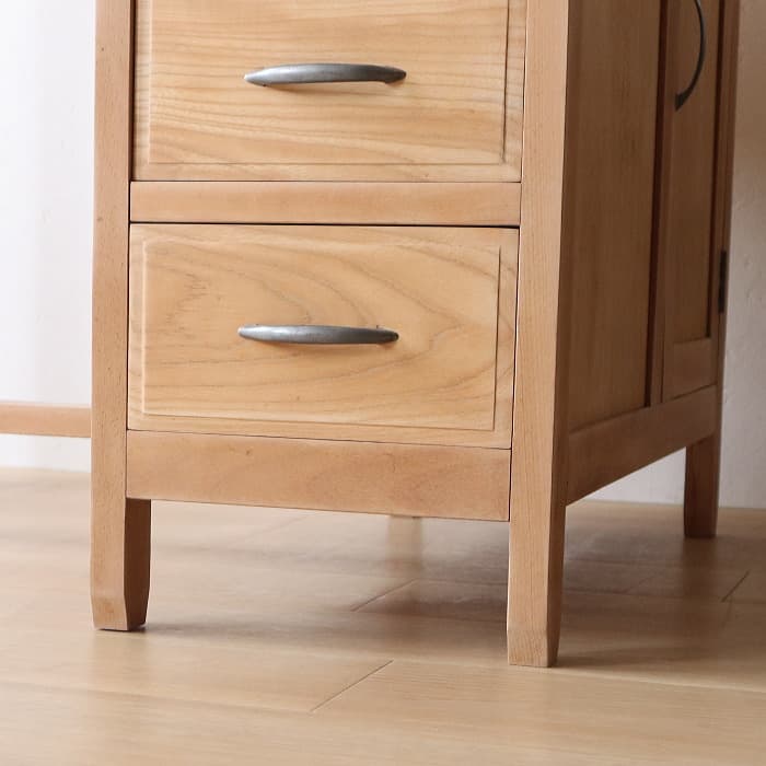 アンティーク タモ材 無塗装 片袖机 レトロ 無垢材 デスク 古家具