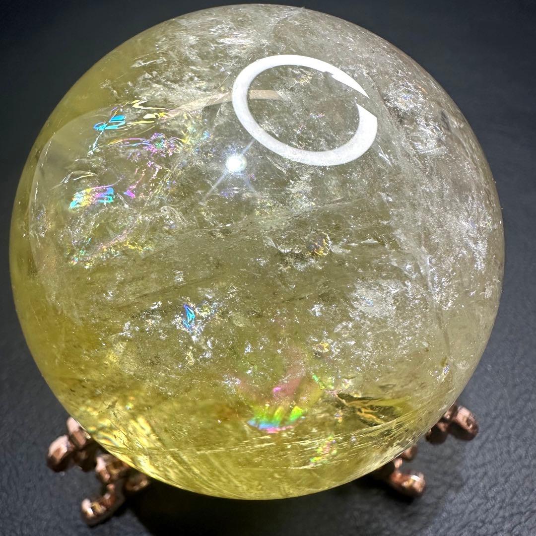 【財運・金運・事業運up❗️】レインボー シトリン黄水晶丸玉パワーストーンA934