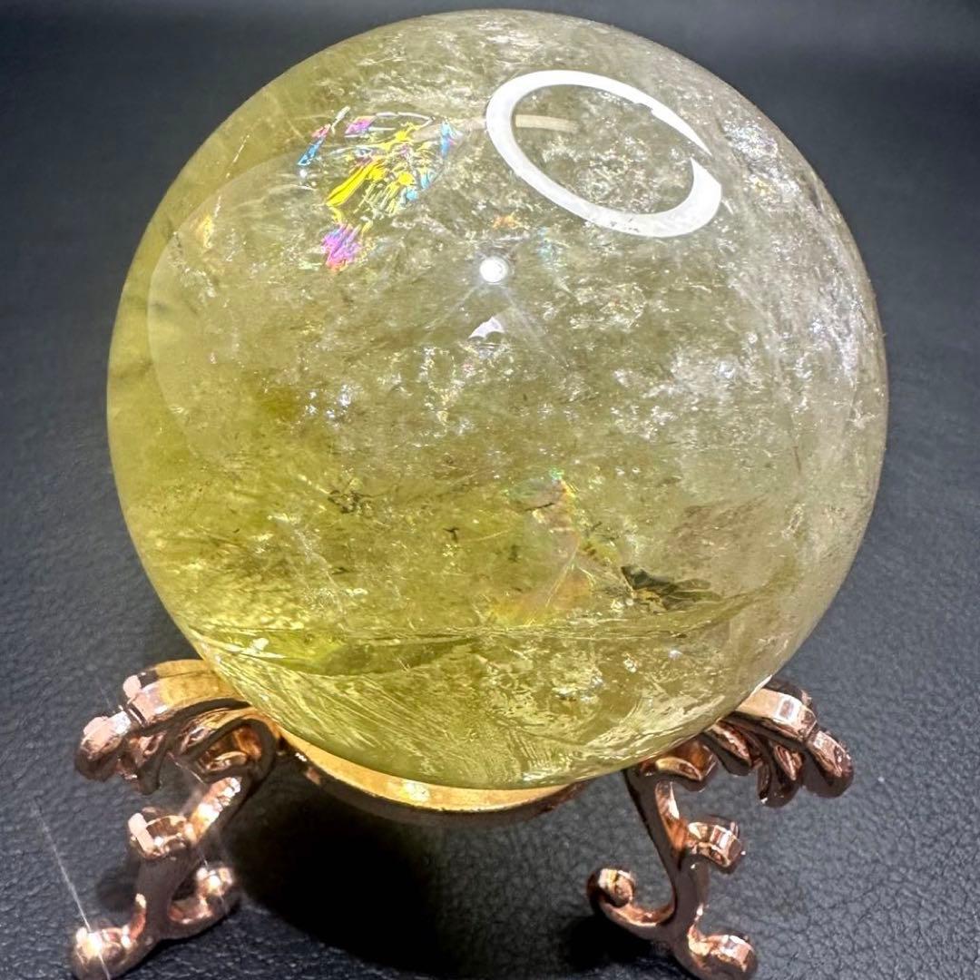 【財運・金運・事業運up❗️】レインボー シトリン黄水晶丸玉パワーストーンA934