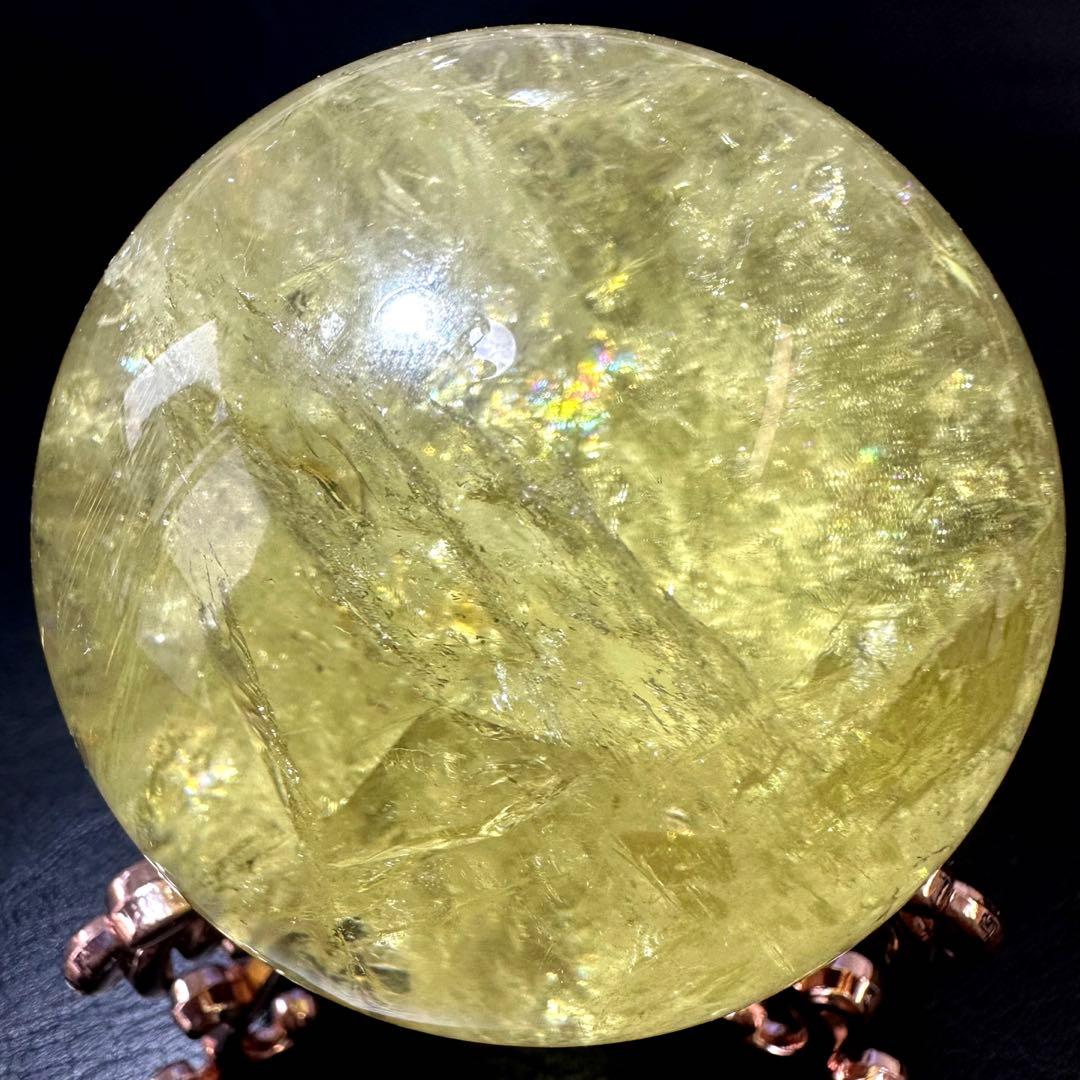 【財運・金運・事業運up❗️】レインボー シトリン黄水晶丸玉パワーストーンA934