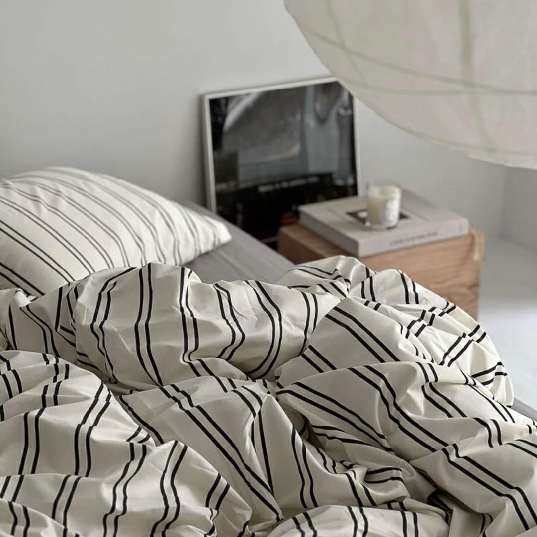 off-white×charcoal布団カバーセット【ART OF BLACK】