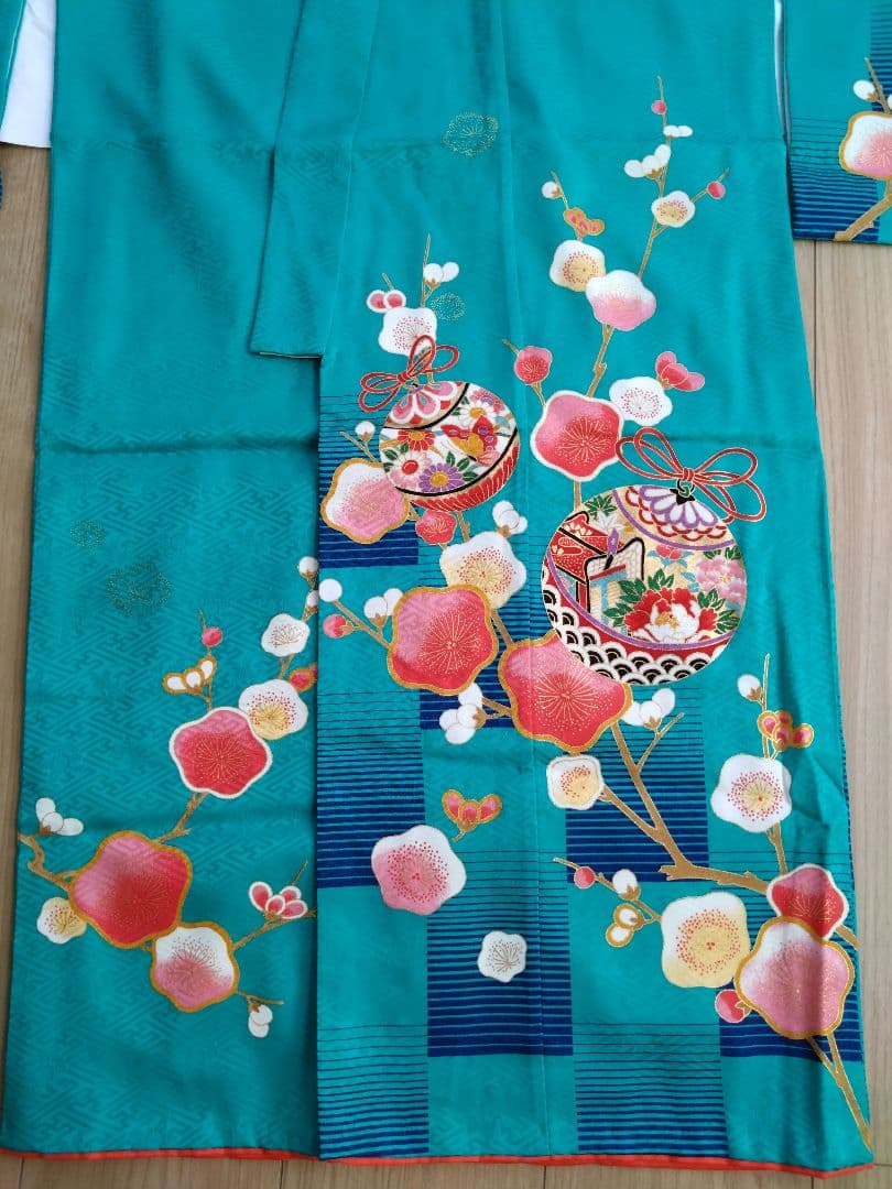 七五三 着物セット ターコイズ 花柄