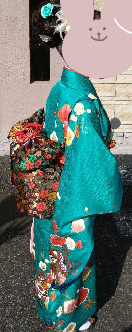 七五三 着物セット ターコイズ 花柄