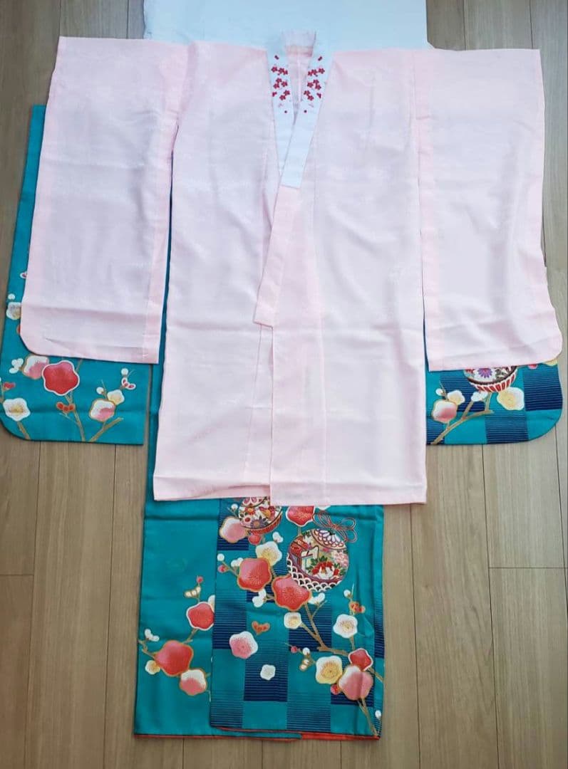 七五三 着物セット ターコイズ 花柄