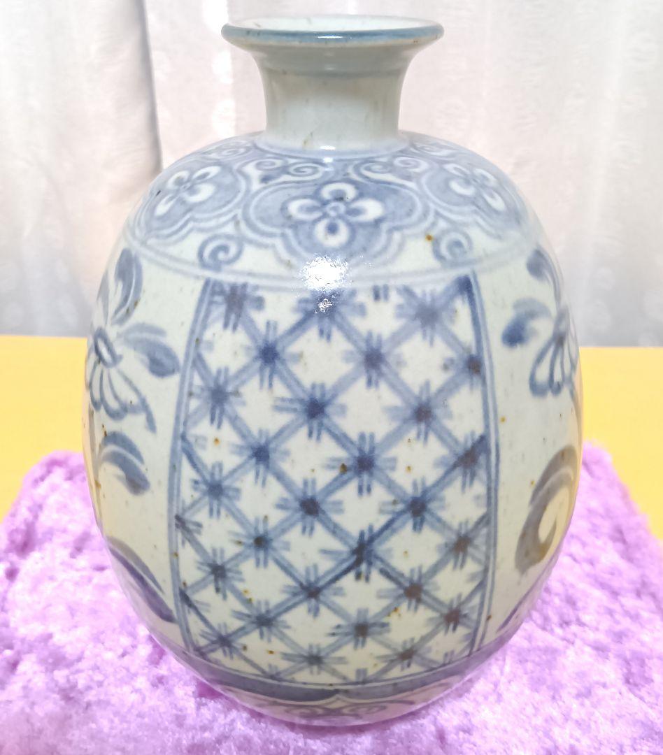 骨董品 萬古焼 華器 岸園山 花瓶 花器 花生 花入 呉須模様 - メルカリ