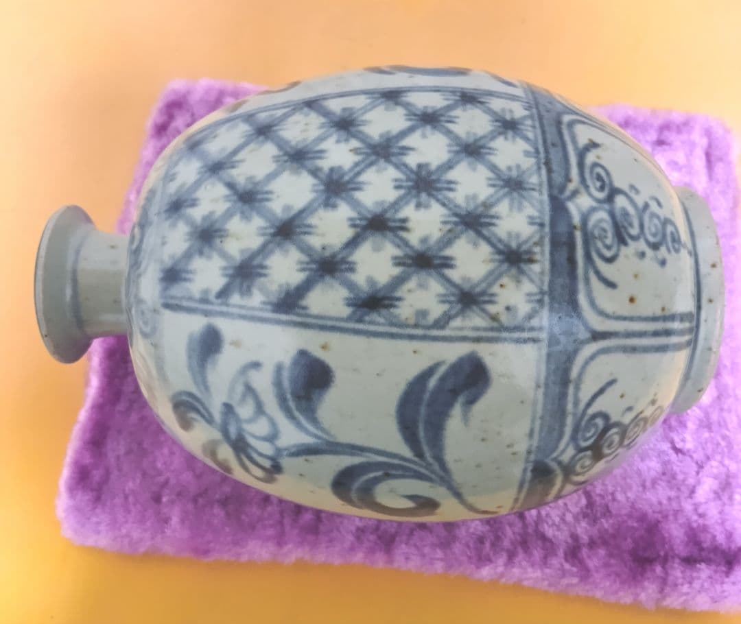 骨董品 萬古焼 華器 岸園山 花瓶 花器 花生 花入 呉須模様 - メルカリ