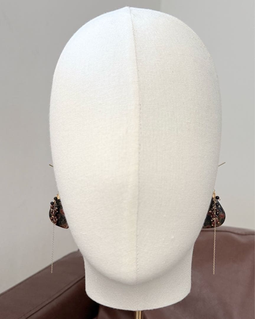 14kgf 天然石　ピーナッツオブシディアン　マホガニーオブシディアン　ピアス