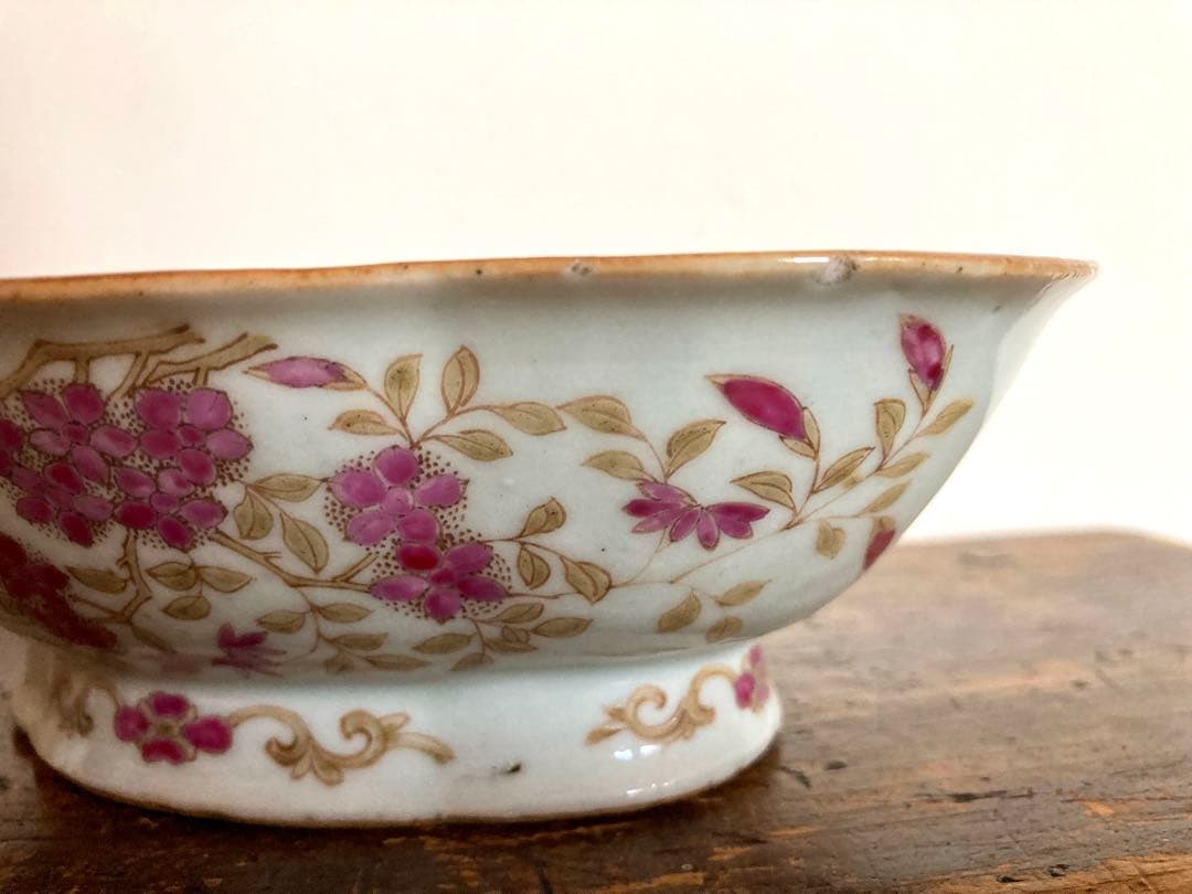 稀少　骨董　色絵　アンティーク　菓子鉢　唐物　清　粉彩　古伊万里