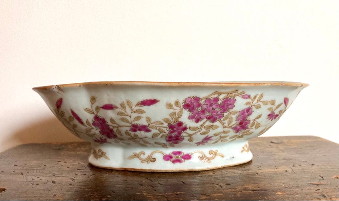 稀少　骨董　色絵　アンティーク　菓子鉢　唐物　清　粉彩　古伊万里