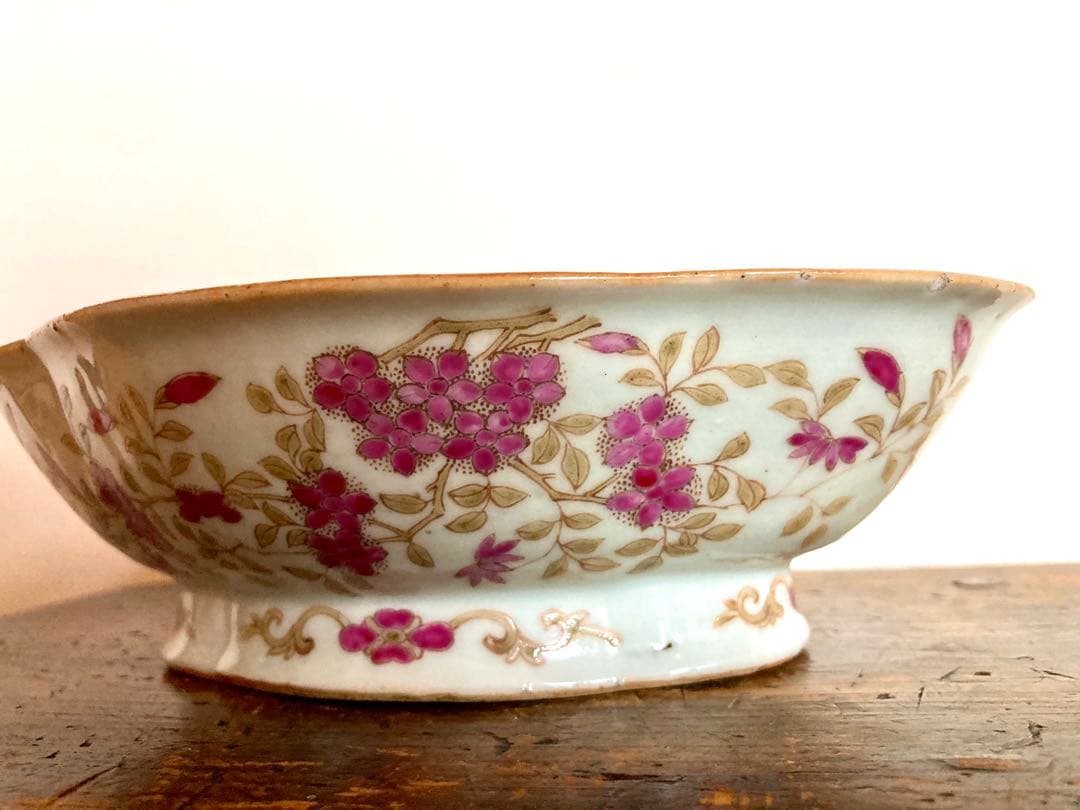 稀少　骨董　色絵　アンティーク　菓子鉢　唐物　清　粉彩　古伊万里