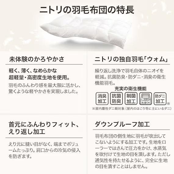 新品 ニトリ羽毛布団 シングル S-1 K2413 S Nスリープダックダウン