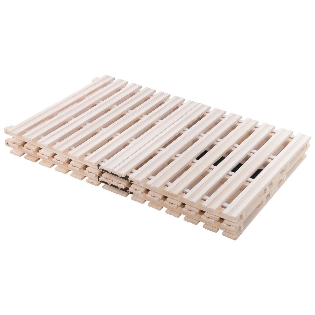 すのこベッド　折りたたみ　天然桐　二つ折り　ベッドフレーム　木製2折桐木床 S