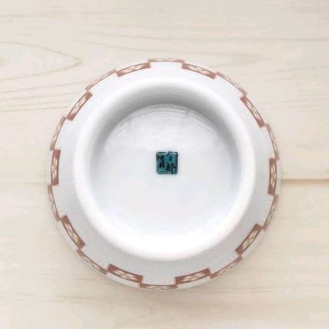 新品　 九谷焼　色絵千段飯碗　梅市松