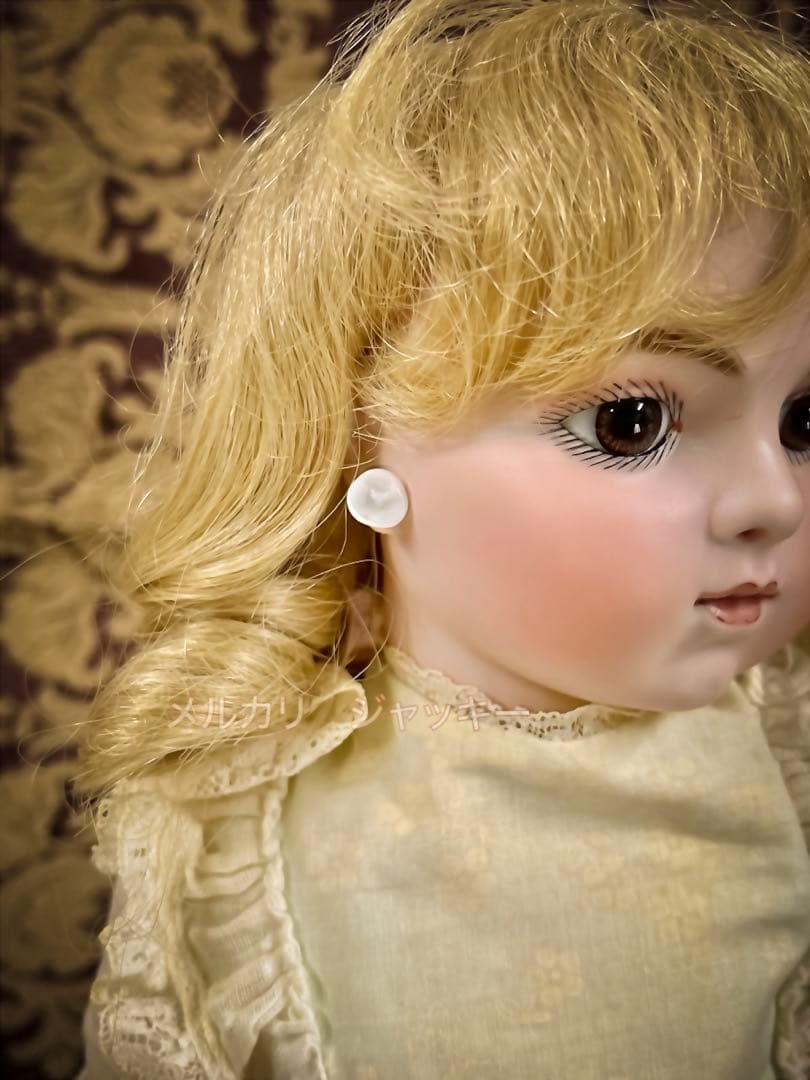 アンティーク★ムラーノガラス・乳白色丸花★ドールピアス イヤリング★フランス