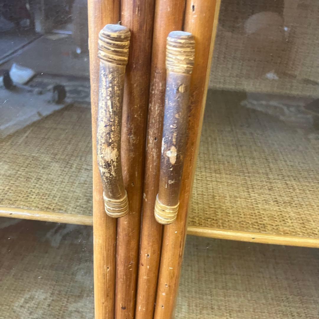 昭和レトロ ラタンキャビネット サイドチェスト 飾り棚 引き出し箪笥 古家具