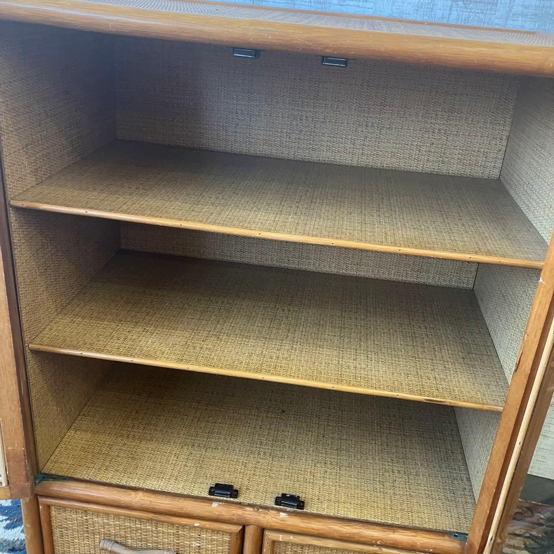 昭和レトロ ラタンキャビネット サイドチェスト 飾り棚 引き出し箪笥 古家具