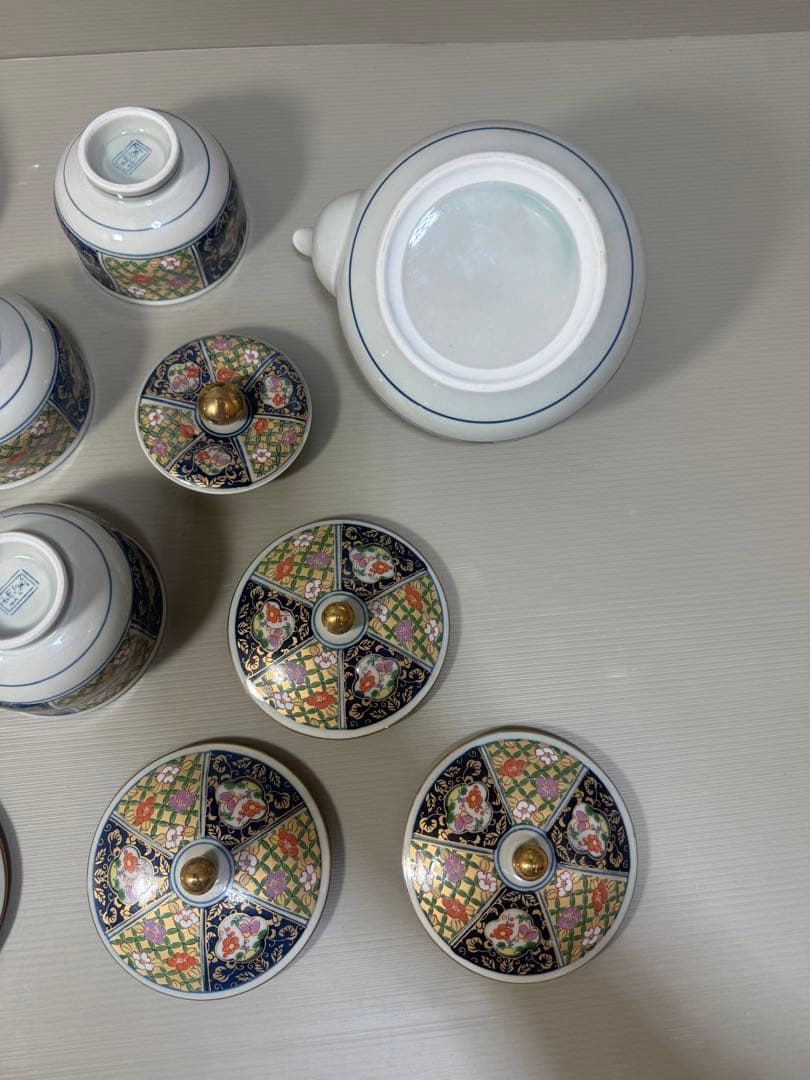 2272 有田焼 瑞窯 茶器セット　急須1客　湯呑蓋付5客　金彩