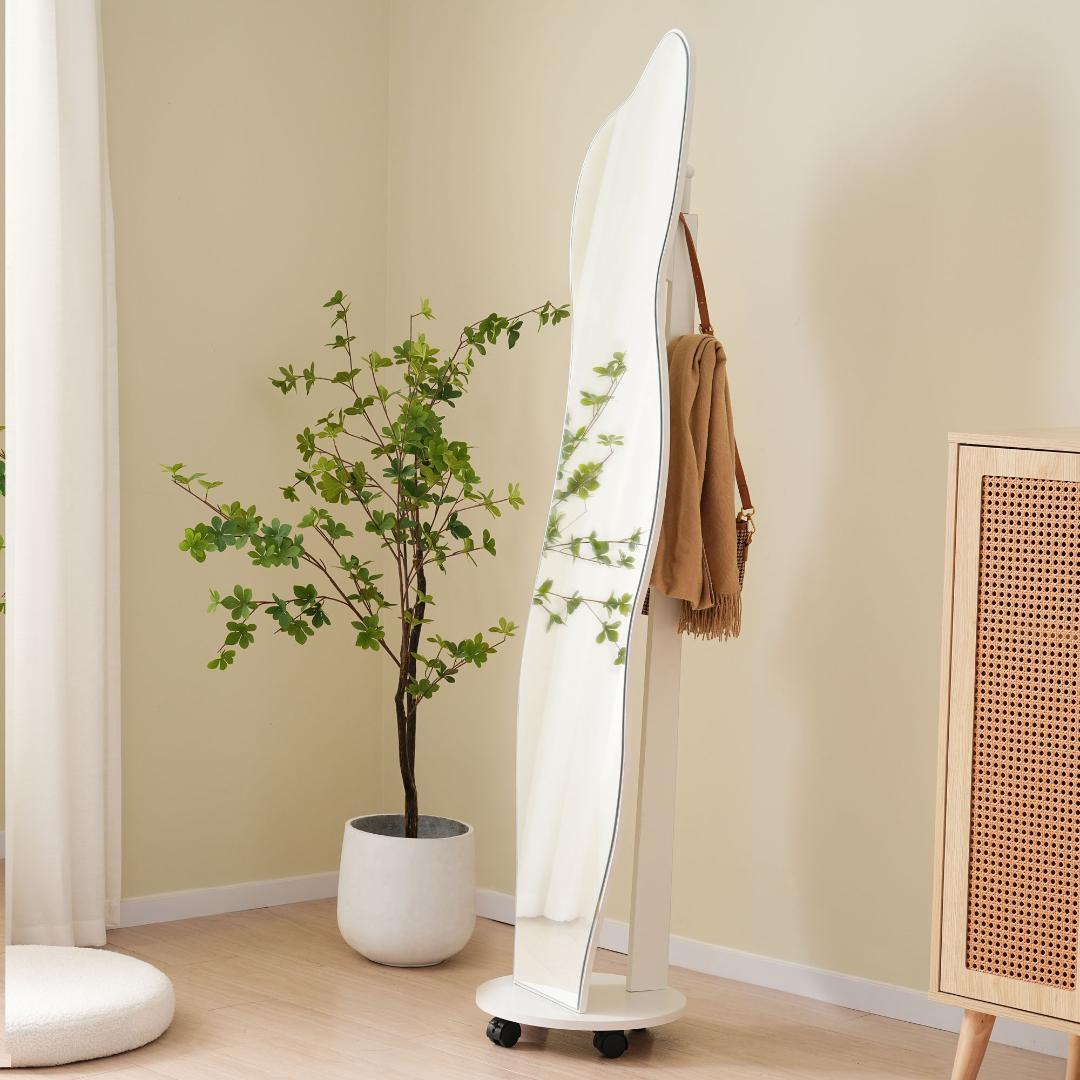 全身鏡 姿見鏡 ハンガーフック イレギュラ ハンガー 360°回転 飛散防止加工