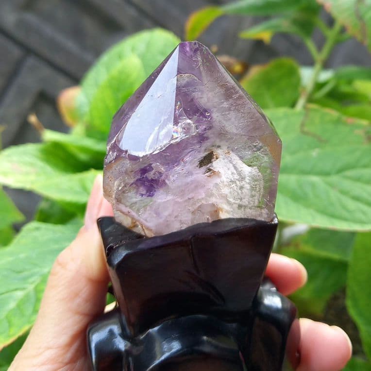 水入りスーパーセブン原石◼️水晶原石◼️台座付　B