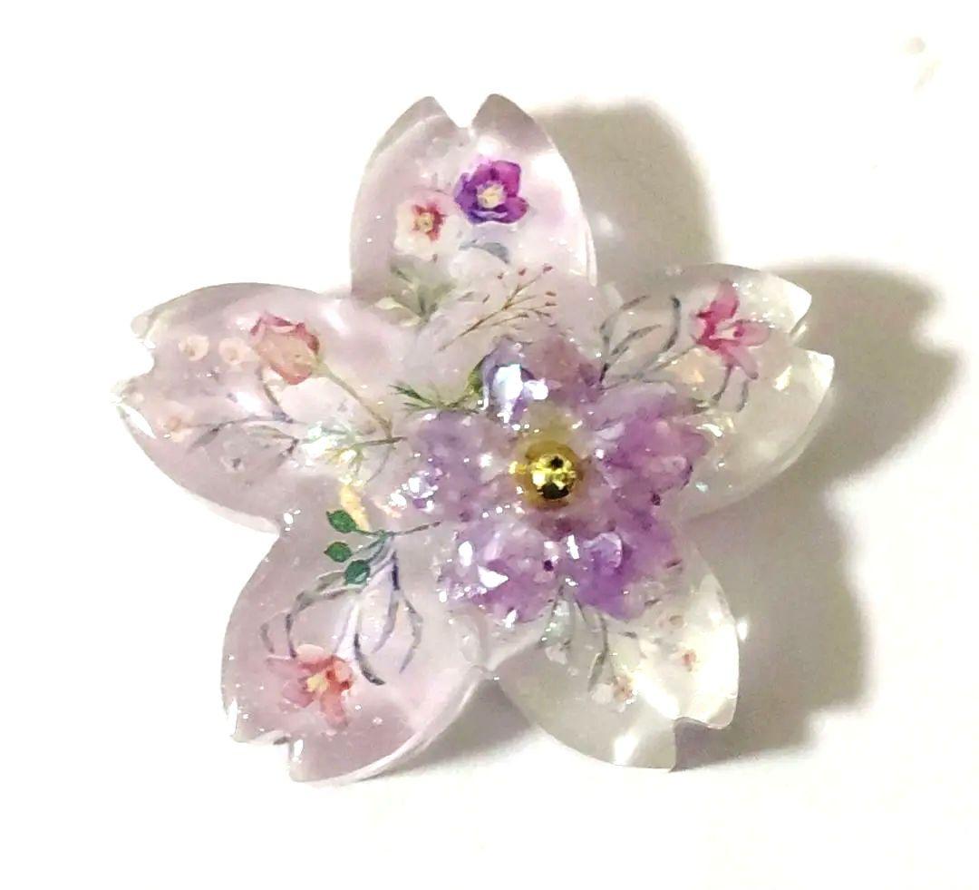 1220」レジンヘアゴム ポニーフック ブローチ マグネット 桜 - メルカリ